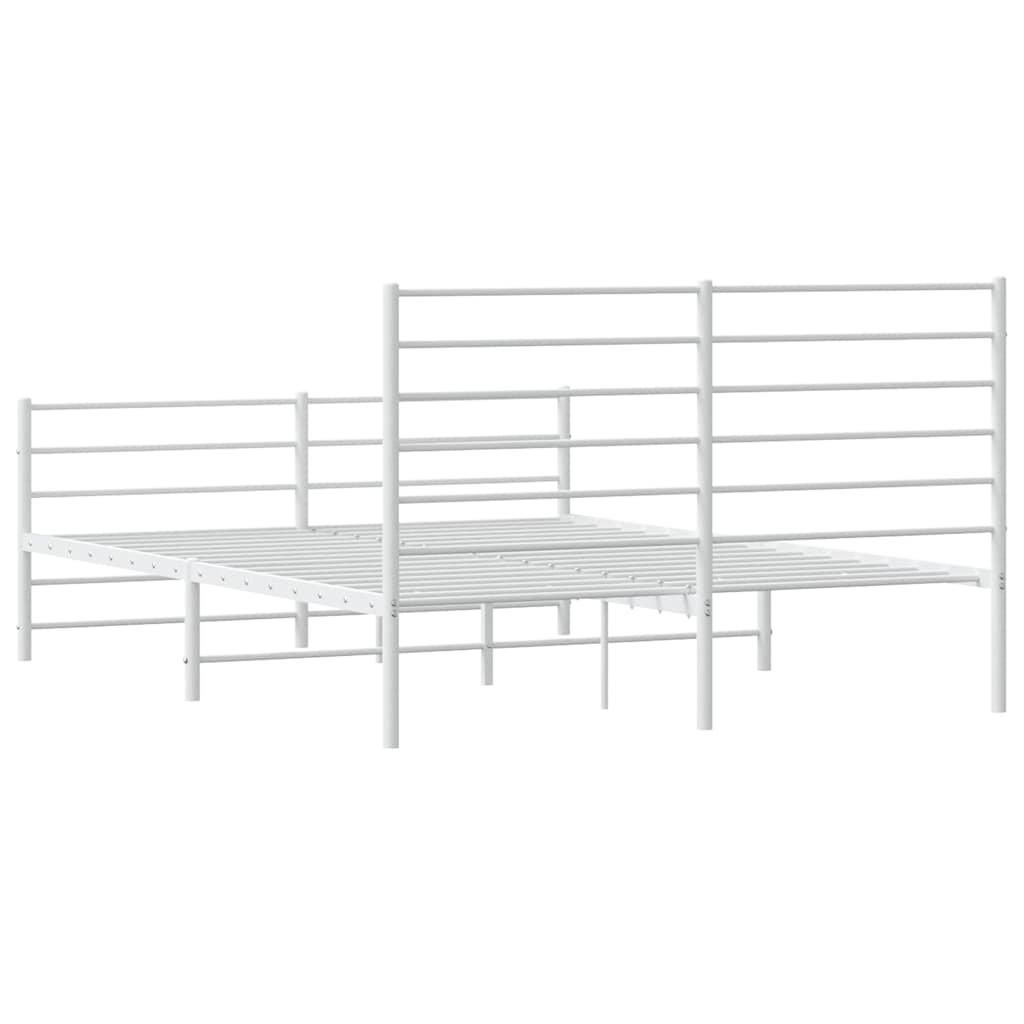 vidaXL Metal Bed Frame without Mattress with Footboard White 140x190cm