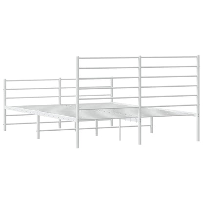 vidaXL Metal Bed Frame without Mattress with Footboard White 140x190cm