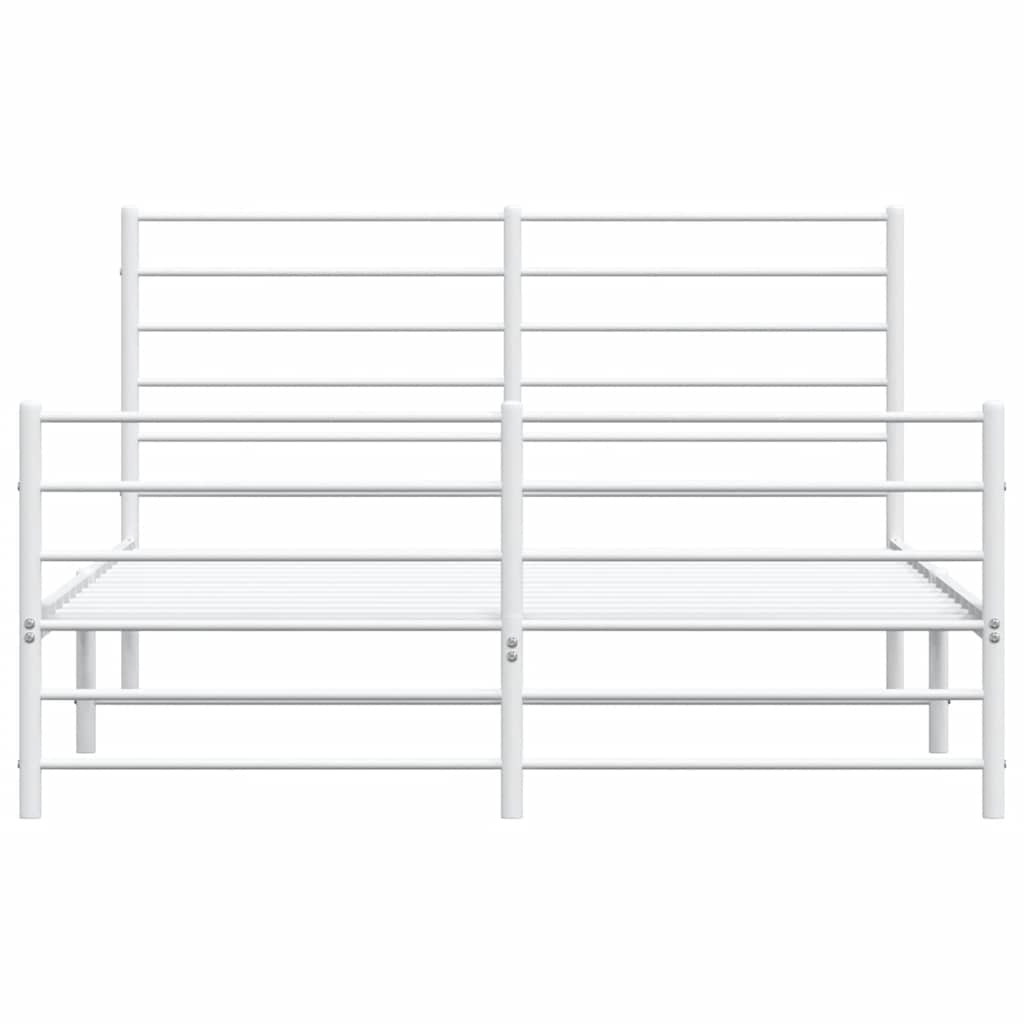 vidaXL Metal Bed Frame without Mattress with Footboard White 140x200cm