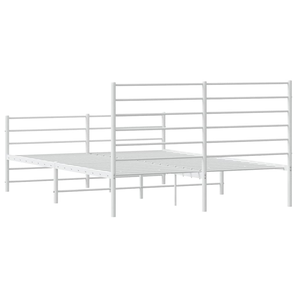 vidaXL Metal Bed Frame without Mattress with Footboard White 140x200cm