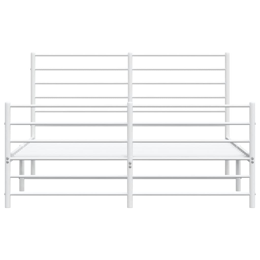 vidaXL Metal Bed Frame without Mattress with Footboard White 150x200cm