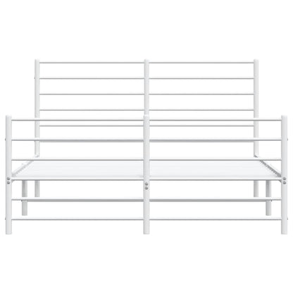 vidaXL Metal Bed Frame without Mattress with Footboard White 150x200cm