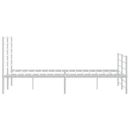 vidaXL Metal Bed Frame without Mattress with Footboard White 150x200cm