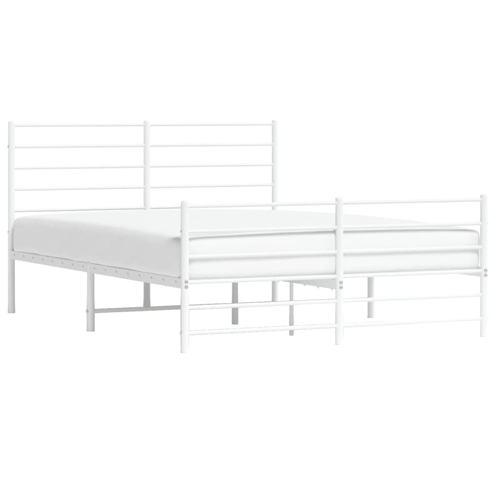 vidaXL Metal Bed Frame without Mattress with Footboard White 160x200cm