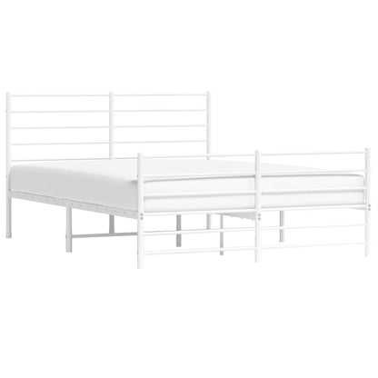 vidaXL Metal Bed Frame without Mattress with Footboard White 160x200cm