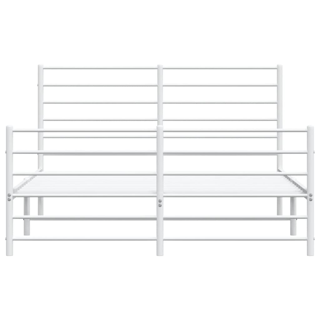 vidaXL Metal Bed Frame without Mattress with Footboard White 160x200cm