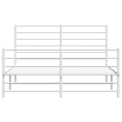 vidaXL Metal Bed Frame without Mattress with Footboard White 160x200cm