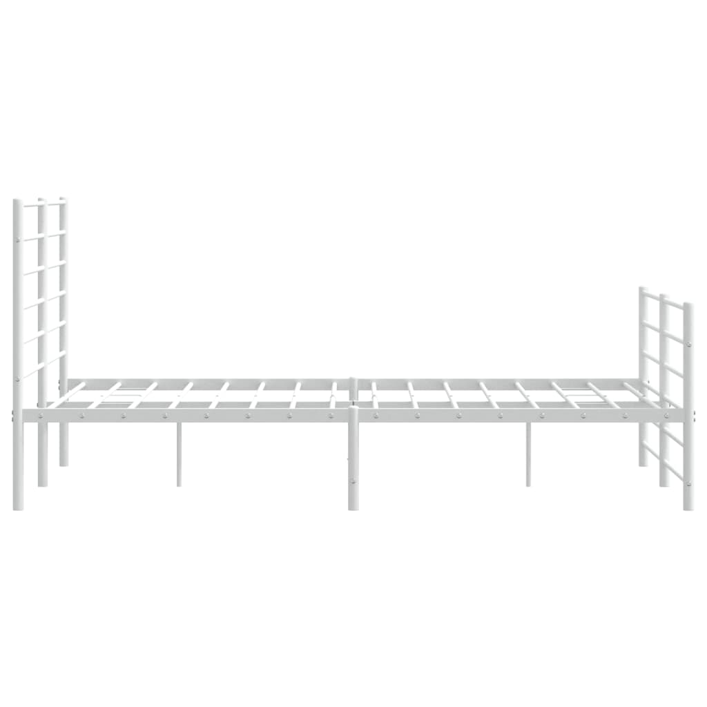 vidaXL Metal Bed Frame without Mattress with Footboard White 160x200cm