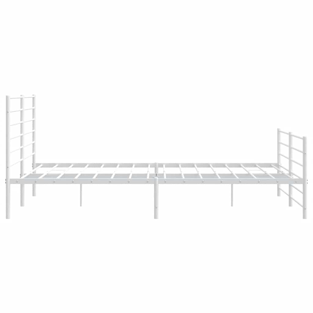 vidaXL Metal Bed Frame without Mattress with Footboard White 180x200cm