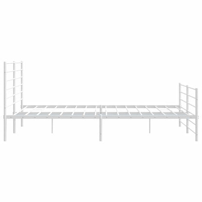 vidaXL Metal Bed Frame without Mattress with Footboard White 180x200cm