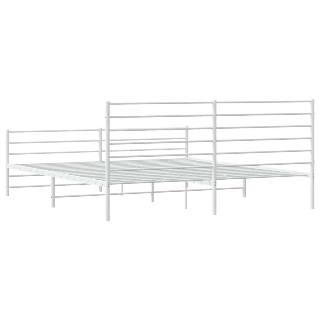 vidaXL Metal Bed Frame without Mattress with Footboard White 180x200cm