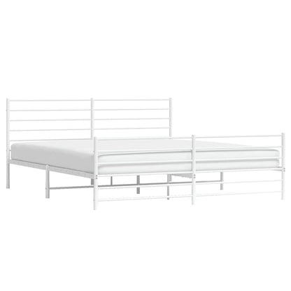 vidaXL Metal Bed Frame without Mattress with Footboard White 183x213cm