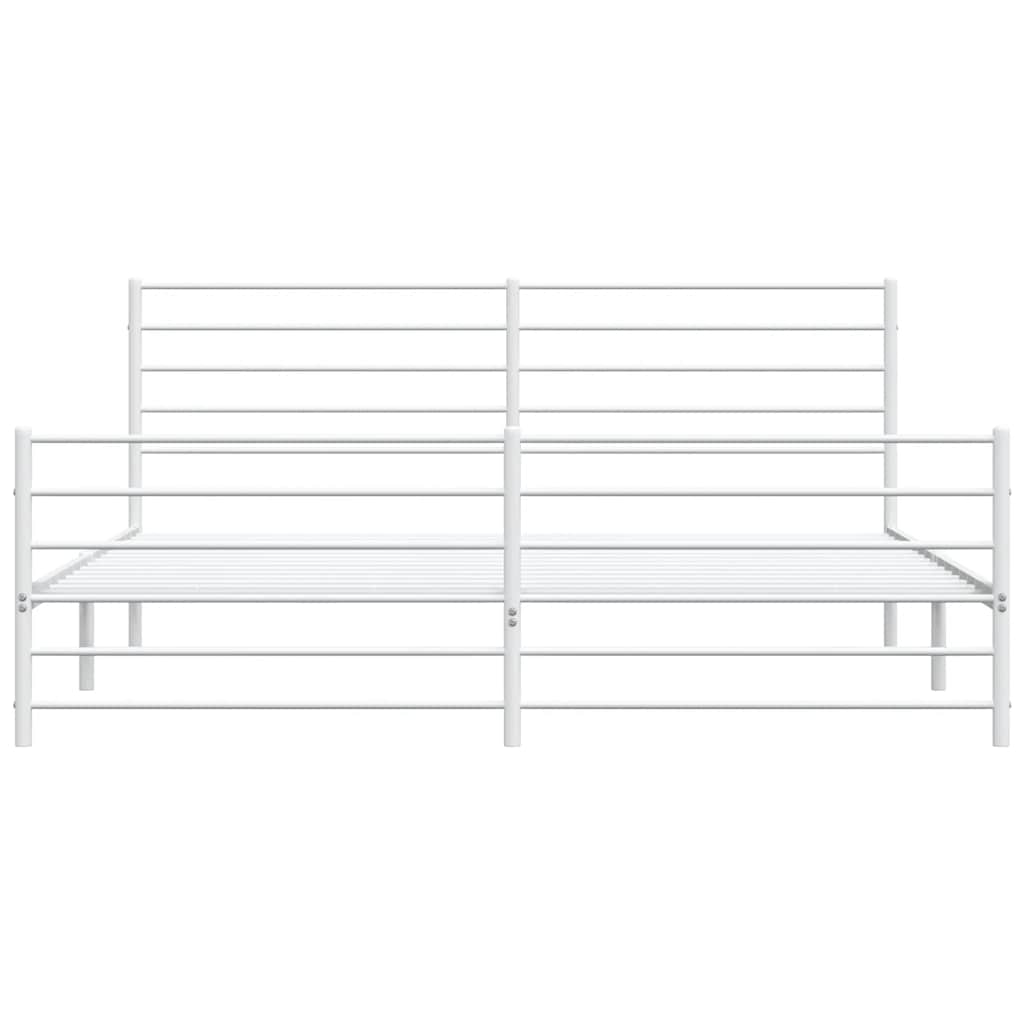 vidaXL Metal Bed Frame without Mattress with Footboard White 183x213cm
