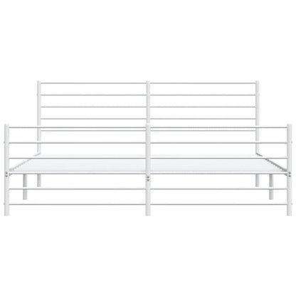 vidaXL Metal Bed Frame without Mattress with Footboard White 183x213cm