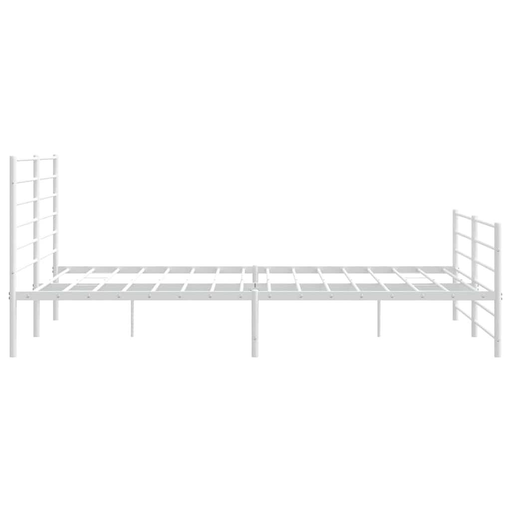 vidaXL Metal Bed Frame without Mattress with Footboard White 183x213cm