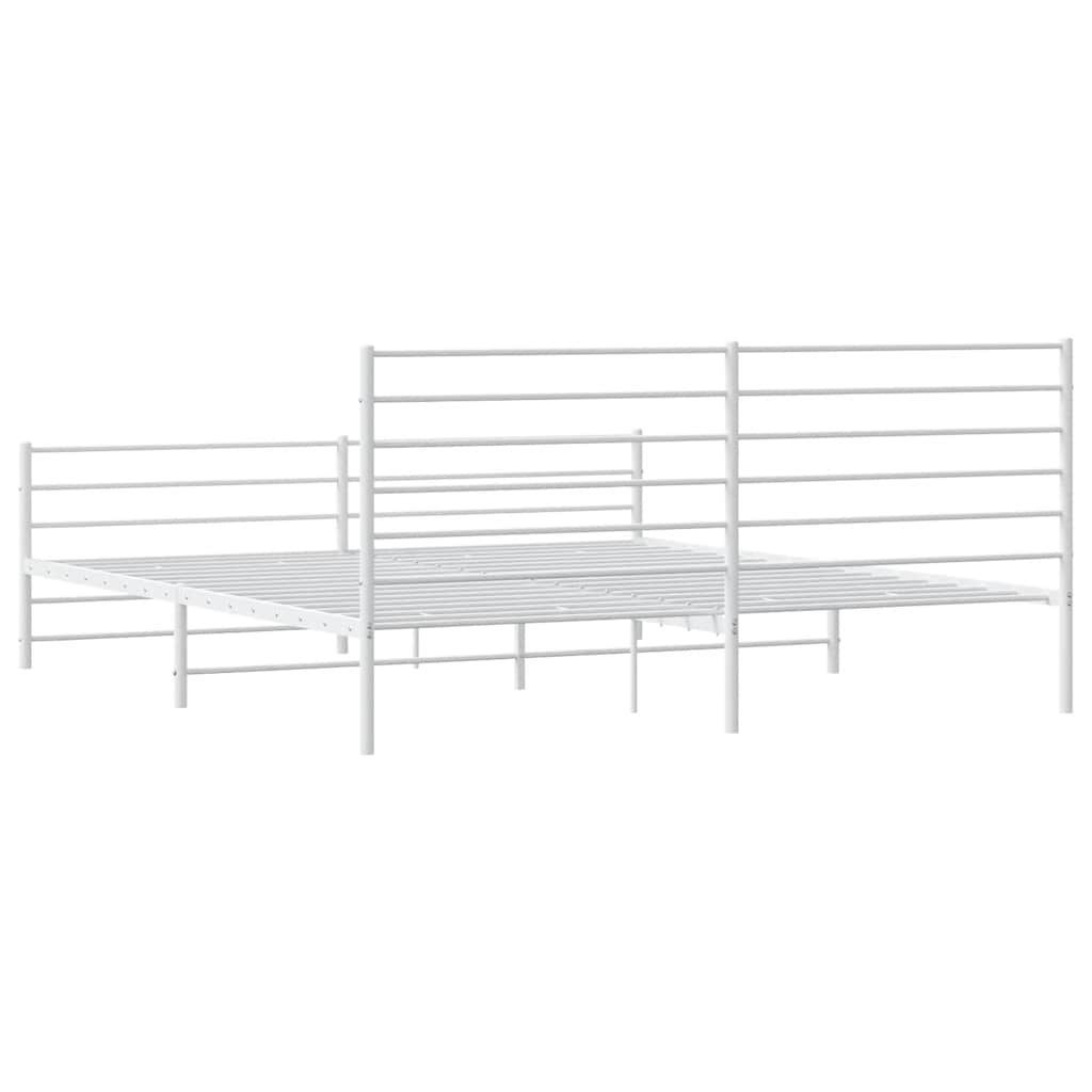 vidaXL Metal Bed Frame without Mattress with Footboard White 183x213cm