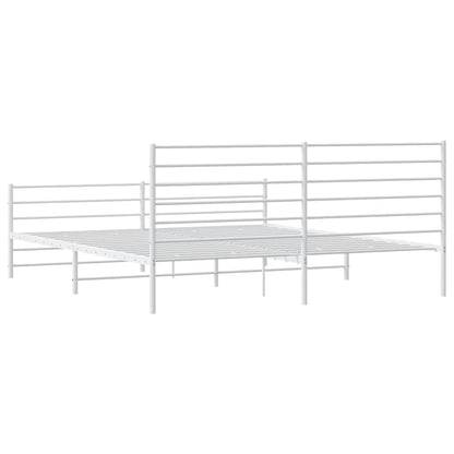 vidaXL Metal Bed Frame without Mattress with Footboard White 183x213cm