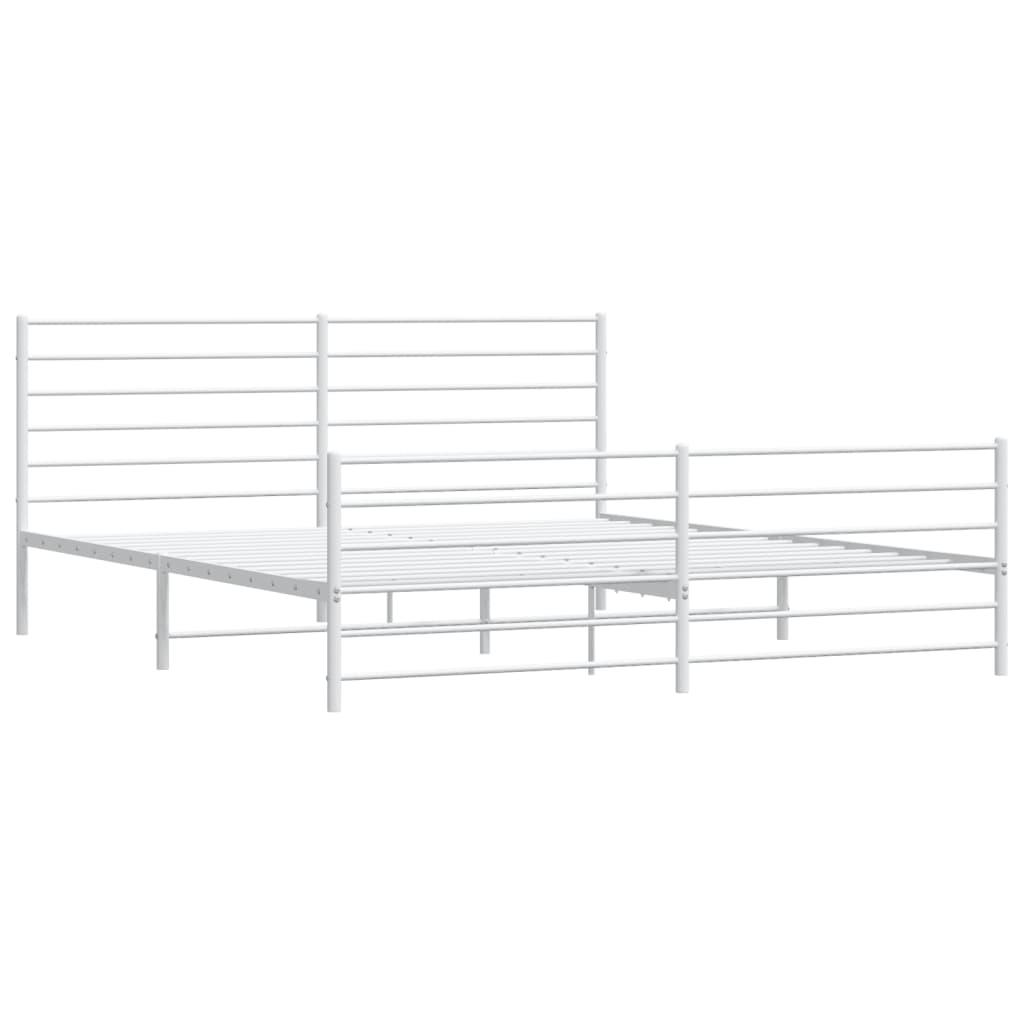 vidaXL Metal Bed Frame without Mattress with Footboard White 200x200cm