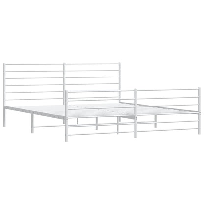vidaXL Metal Bed Frame without Mattress with Footboard White 200x200cm