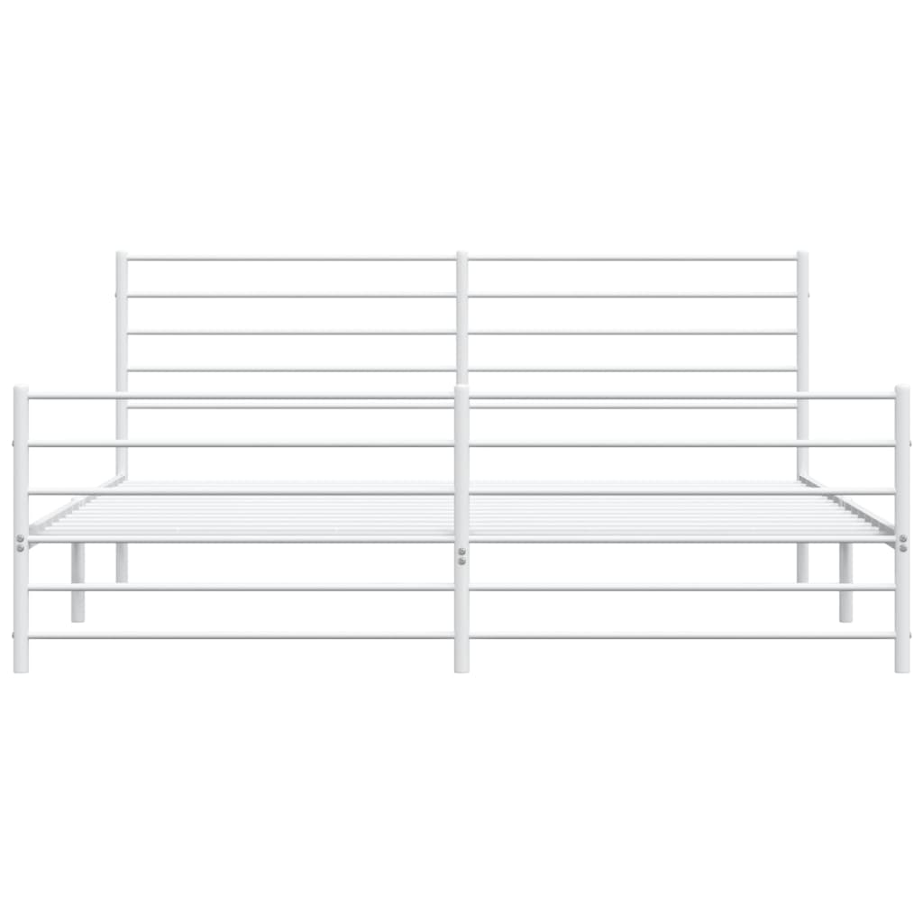vidaXL Metal Bed Frame without Mattress with Footboard White 200x200cm