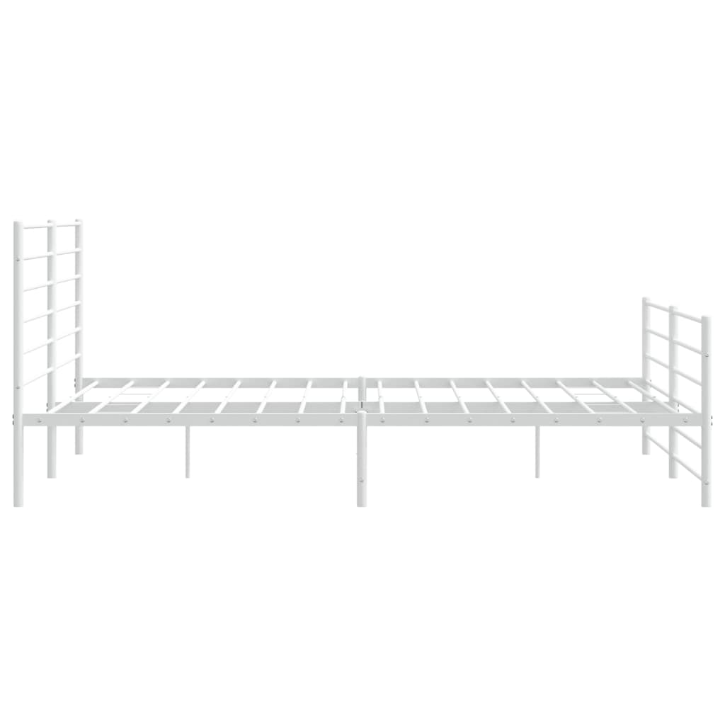 vidaXL Metal Bed Frame without Mattress with Footboard White 200x200cm