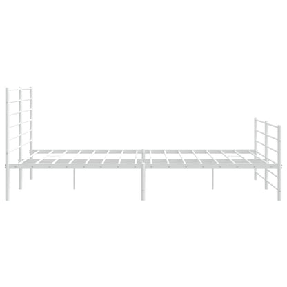 vidaXL Metal Bed Frame without Mattress with Footboard White 200x200cm