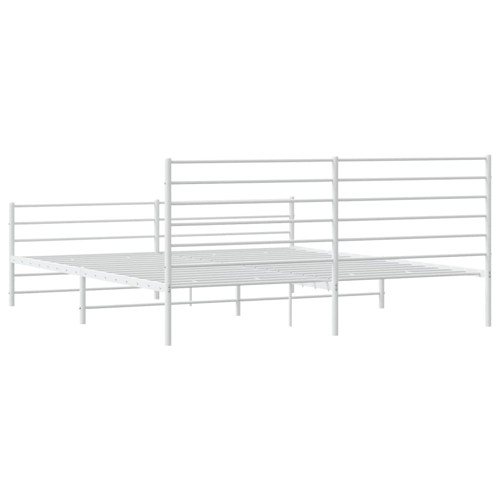 vidaXL Metal Bed Frame without Mattress with Footboard White 200x200cm