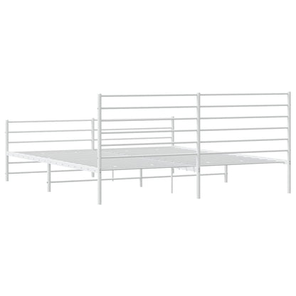 vidaXL Metal Bed Frame without Mattress with Footboard White 200x200cm