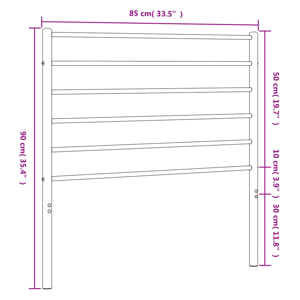 vidaXL Headboard | White | Powder-Coated Steel | 80 cm wide | Stylish Design