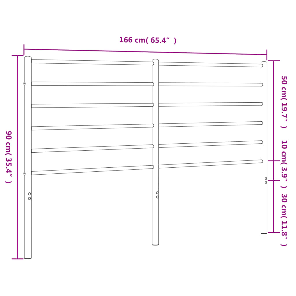 vidaXL Headboard | White | Powder-Coated Steel | 160 cm mattress width | Durable