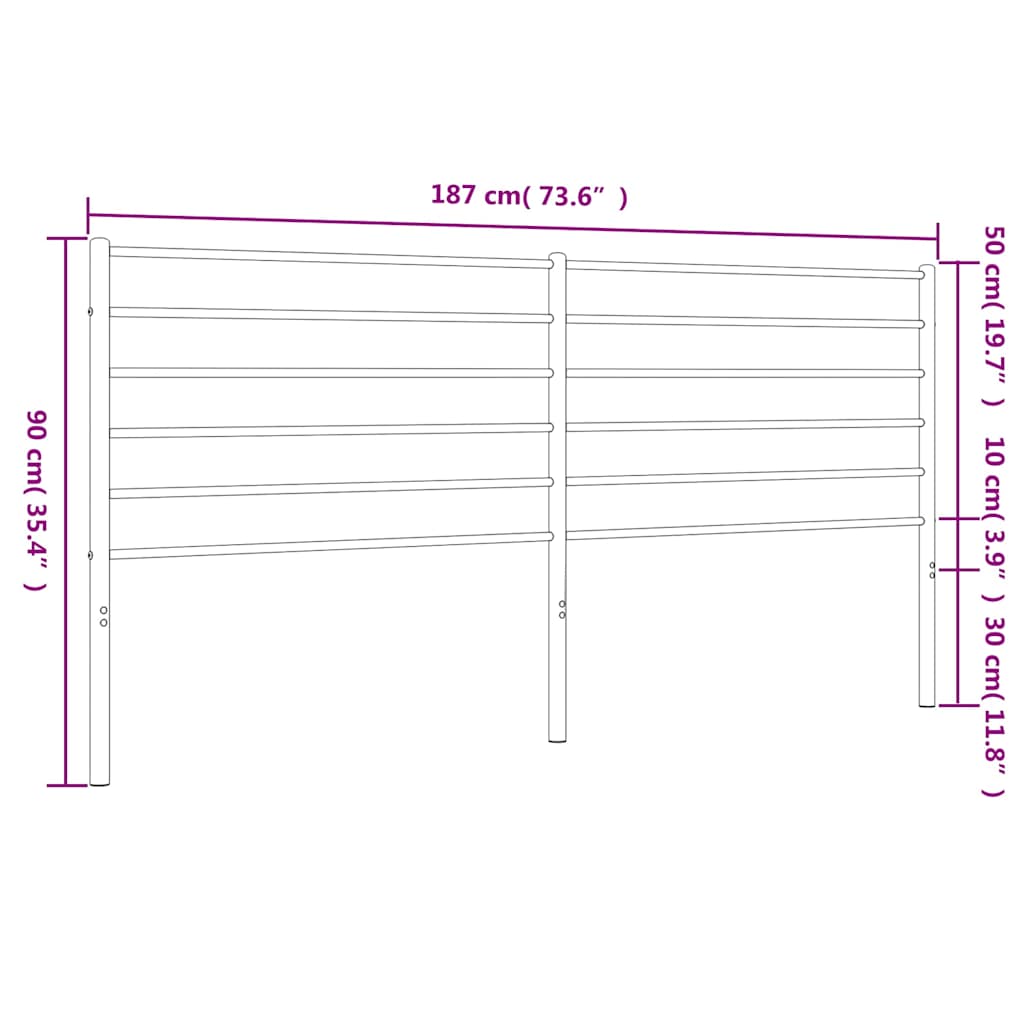 vidaXL Headboard | White | Steel | King |  Tough | Headboard | Rectangular