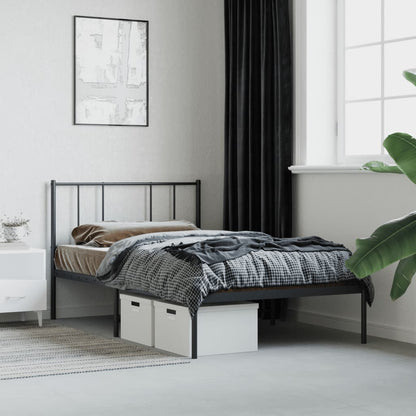 vidaXL Metal Bed Frame without Mattress with Headboard Black 90x190cm