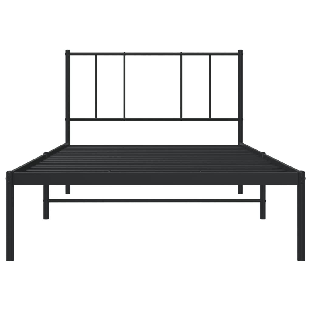 vidaXL Metal Bed Frame without Mattress with Headboard Black 90x190cm
