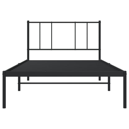 vidaXL Metal Bed Frame without Mattress with Headboard Black 90x190cm