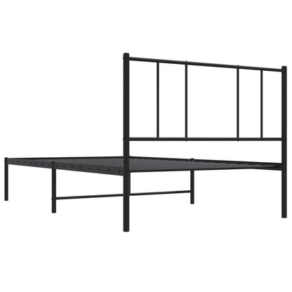 vidaXL Metal Bed Frame without Mattress with Headboard Black 90x190cm
