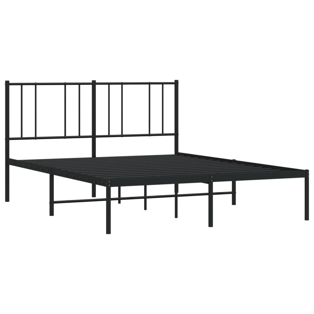 vidaXL Metal Bed Frame without Mattress with Headboard Black 120x190cm