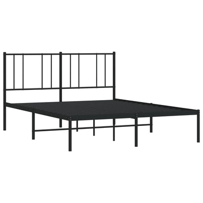 vidaXL Metal Bed Frame without Mattress with Headboard Black 120x190cm