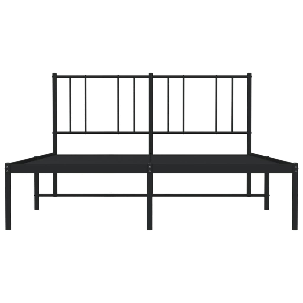 vidaXL Metal Bed Frame without Mattress with Headboard Black 120x190cm