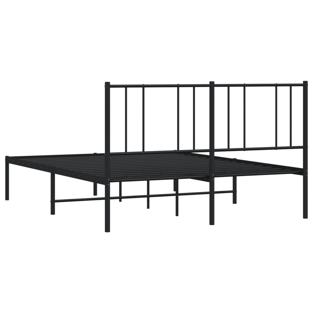 vidaXL Metal Bed Frame without Mattress with Headboard Black 120x190cm