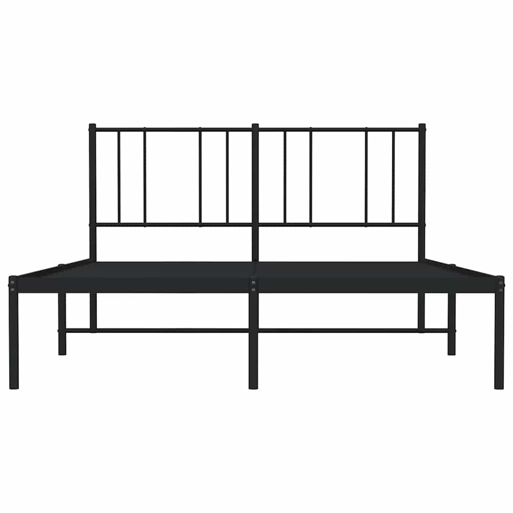 vidaXL Metal Bed Frame without Mattress with Headboard Black 120x200cm