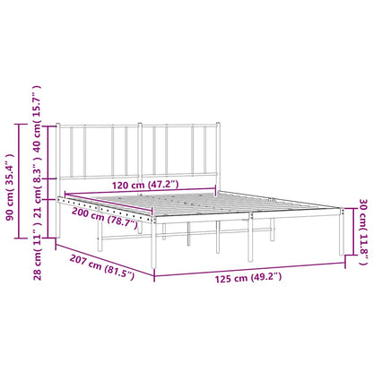 vidaXL Metal Bed Frame without Mattress with Headboard Black 120x200cm