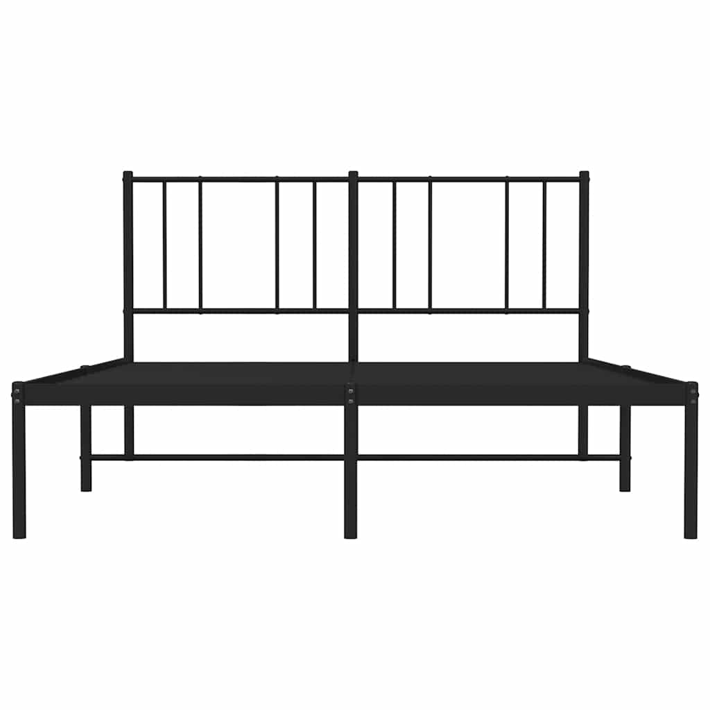 vidaXL Metal Bed Frame without Mattress with Headboard Black 135x190cm