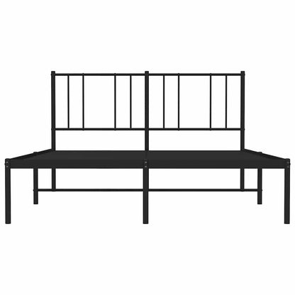 vidaXL Metal Bed Frame without Mattress with Headboard Black 135x190cm