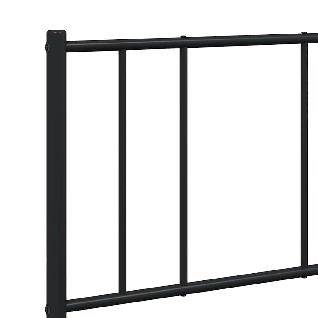 vidaXL Metal Bed Frame without Mattress with Headboard Black 135x190cm