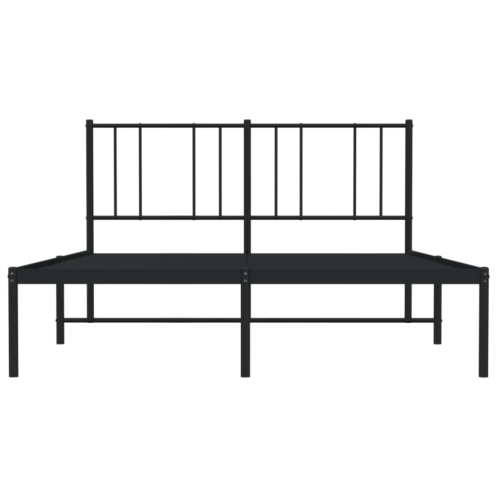 vidaXL Metal Bed Frame without Mattress with Headboard Black 140x190cm