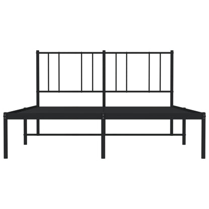 vidaXL Metal Bed Frame without Mattress with Headboard Black 140x190cm
