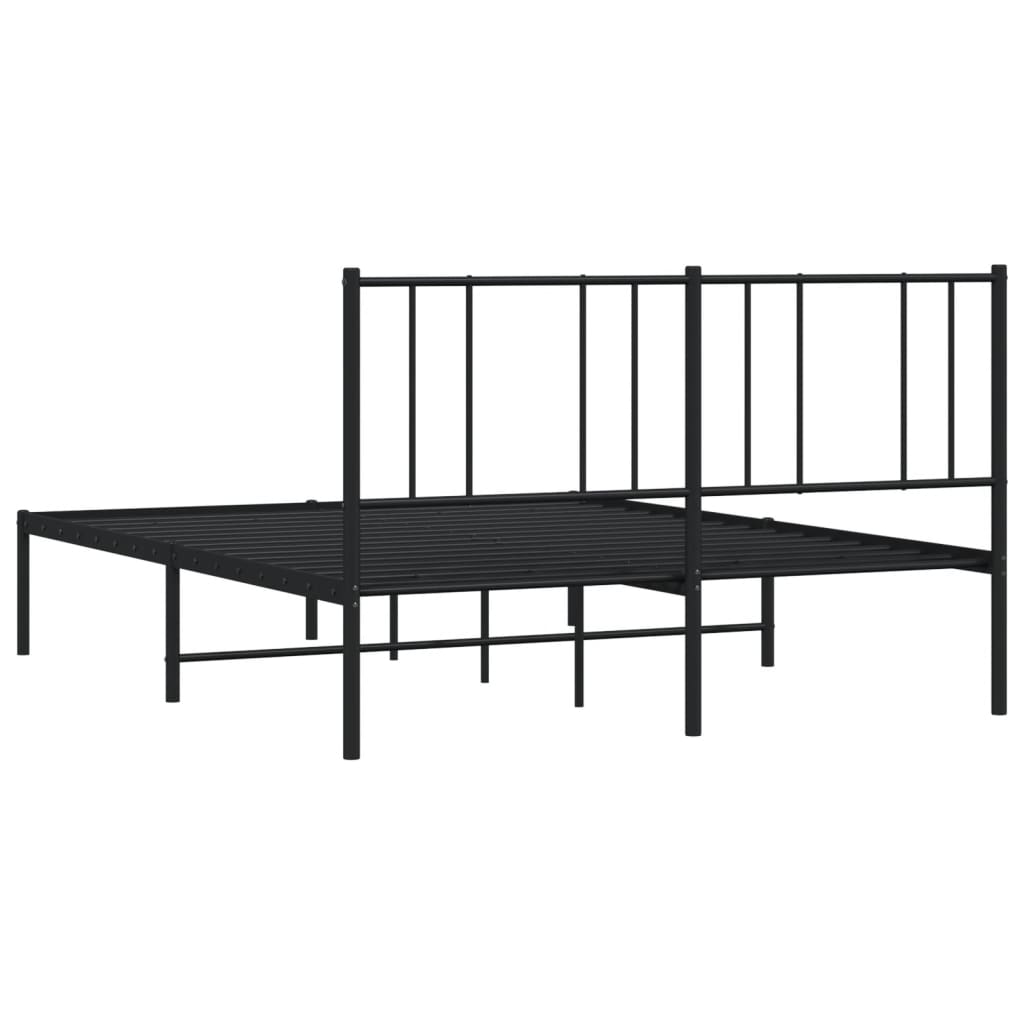 vidaXL Metal Bed Frame without Mattress with Headboard Black 140x190cm