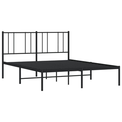 vidaXL Metal Bed Frame without Mattress with Headboard Black 140x200cm