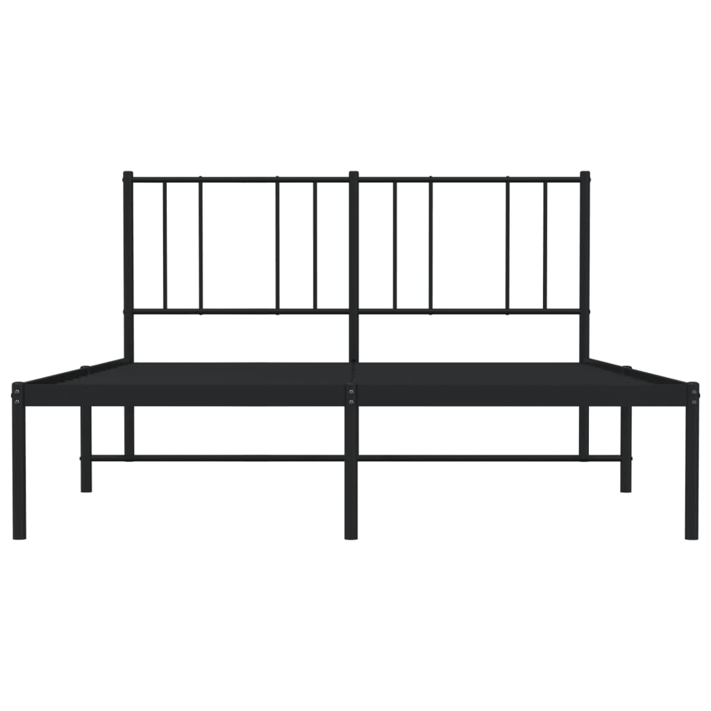 vidaXL Metal Bed Frame without Mattress with Headboard Black 140x200cm