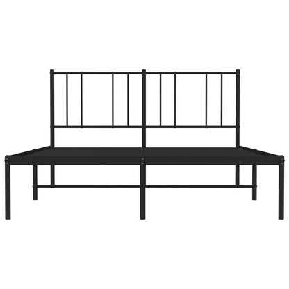 vidaXL Metal Bed Frame without Mattress with Headboard Black 140x200cm